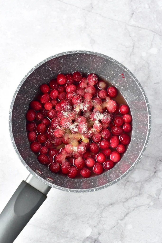 cranberry sauce ingredients in a bowl
