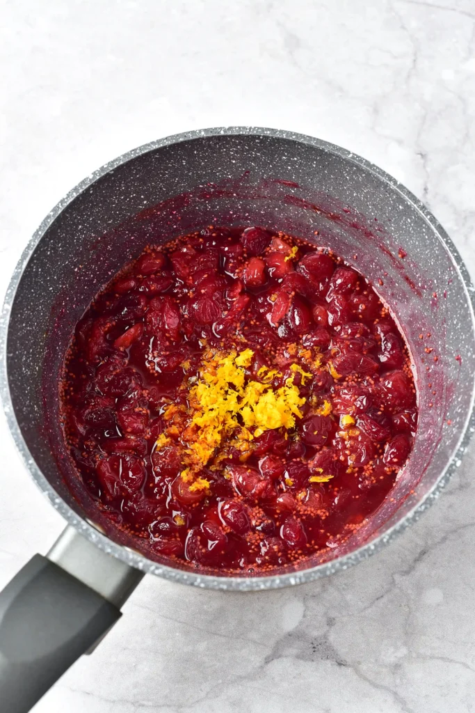cranberry sauce ingredients in a bowl