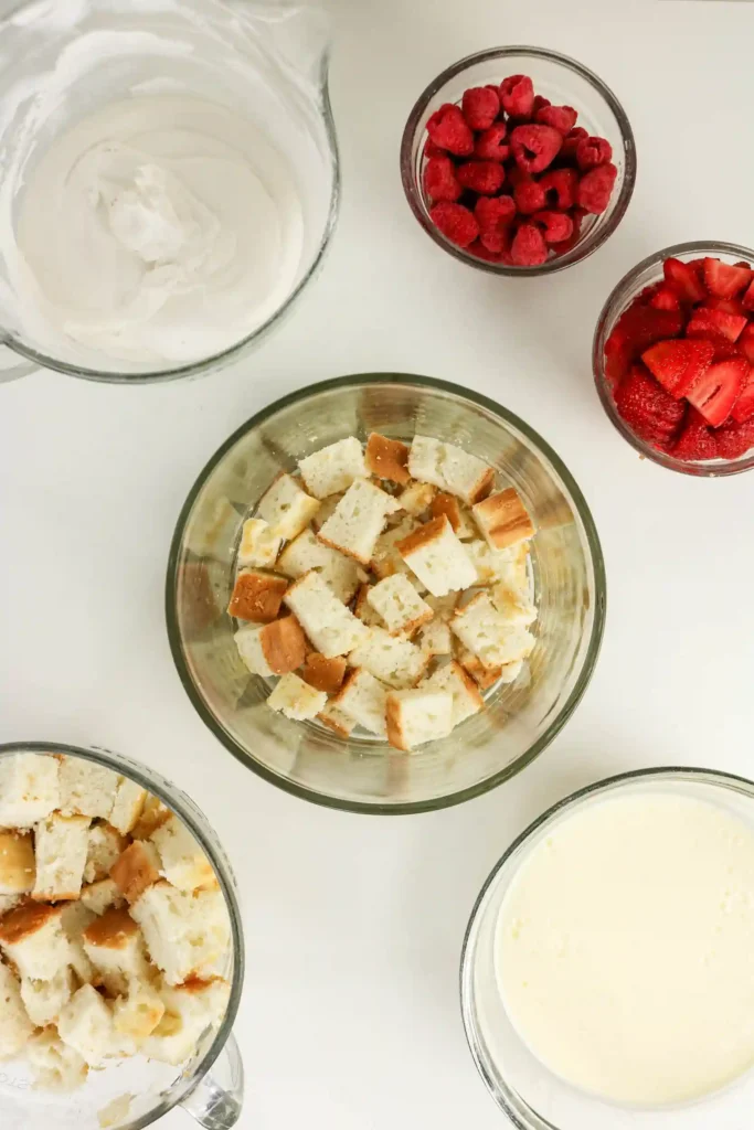 cake cube in a trifle bowl