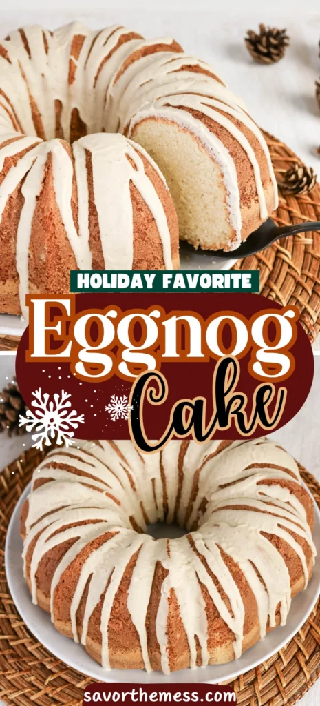 Eggnog Pound Cake with a slice cut out