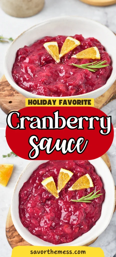 homemade cranberry sauce in a bowl with orange slices