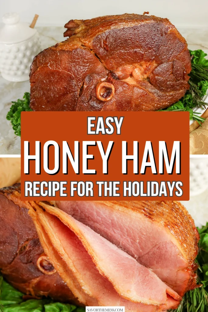 honey ham sliced on a plate with a bed of lettuce