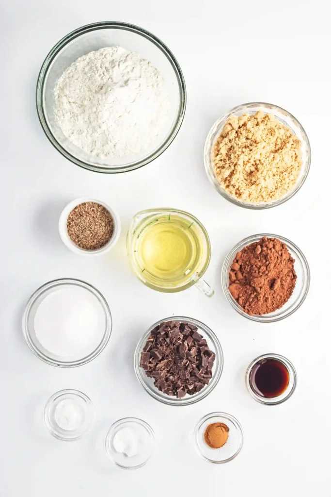 ingredients for the double chocolate cookies