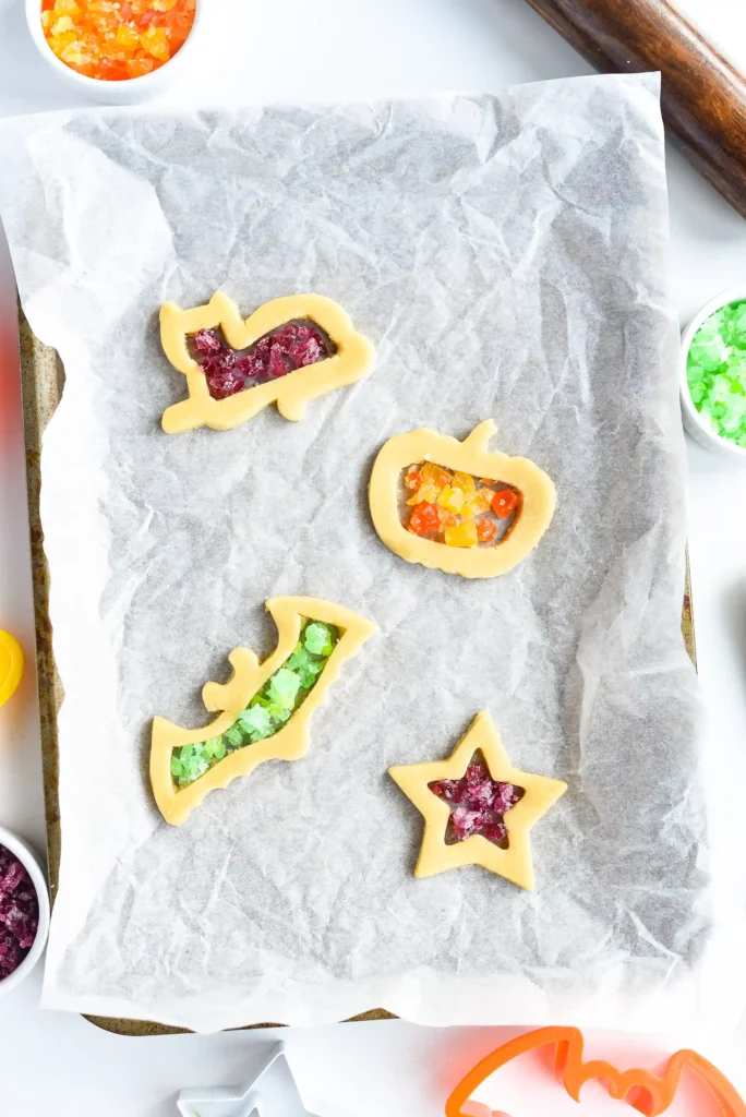 sugar cookies with crushed candies on the inside