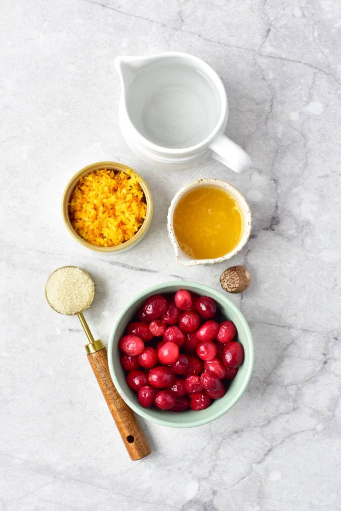 ingredients for the homemade cranberry sauce