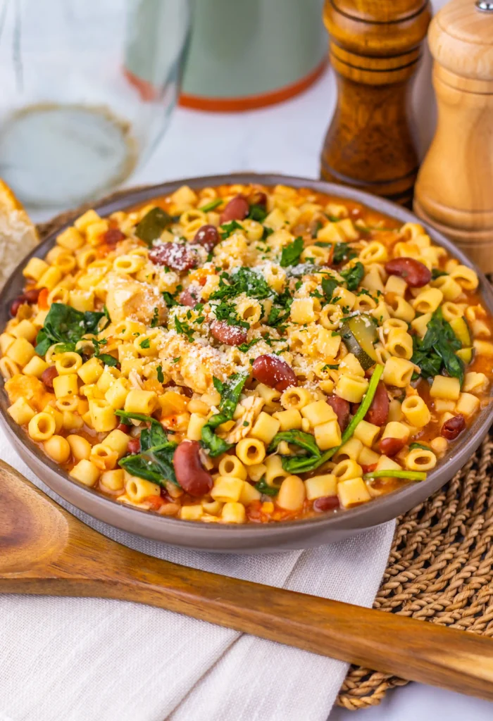 chicken minestrone soup in a bowl