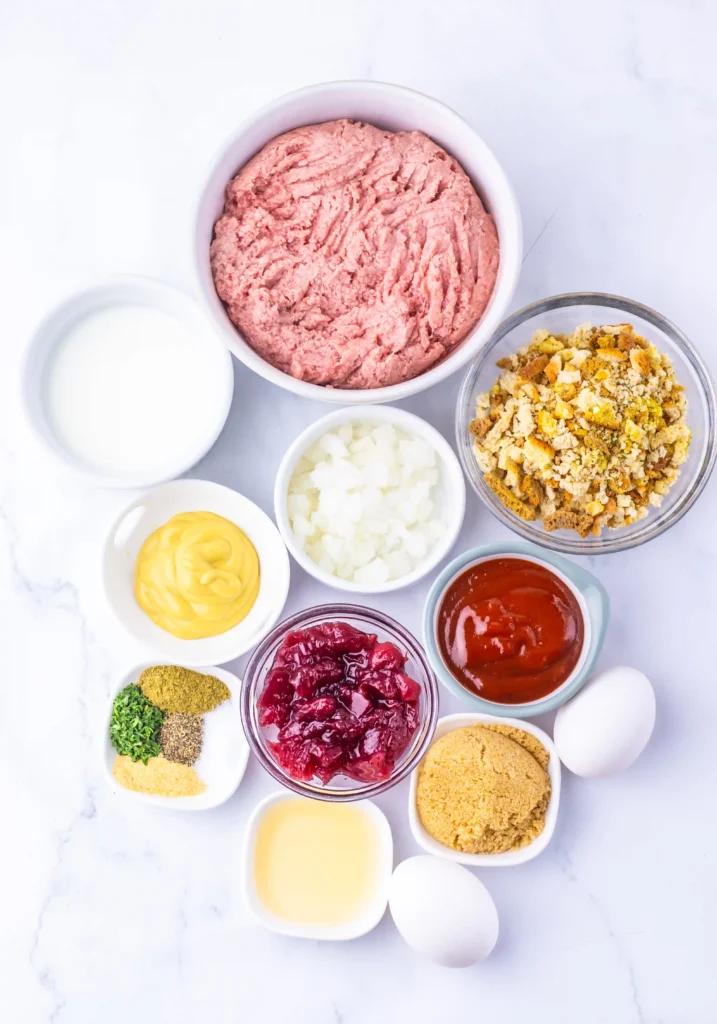 ingredients for the turkey stuffing meatballs