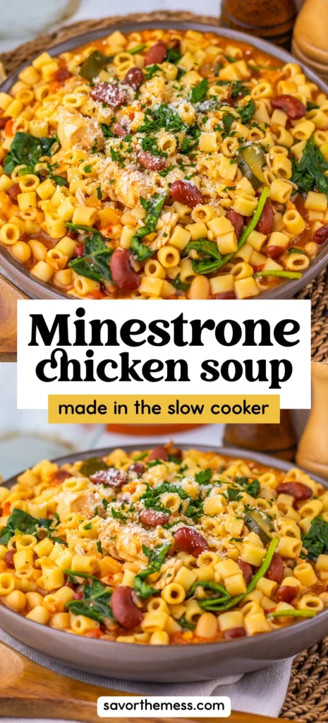 chicken minestrone soup in a bowl