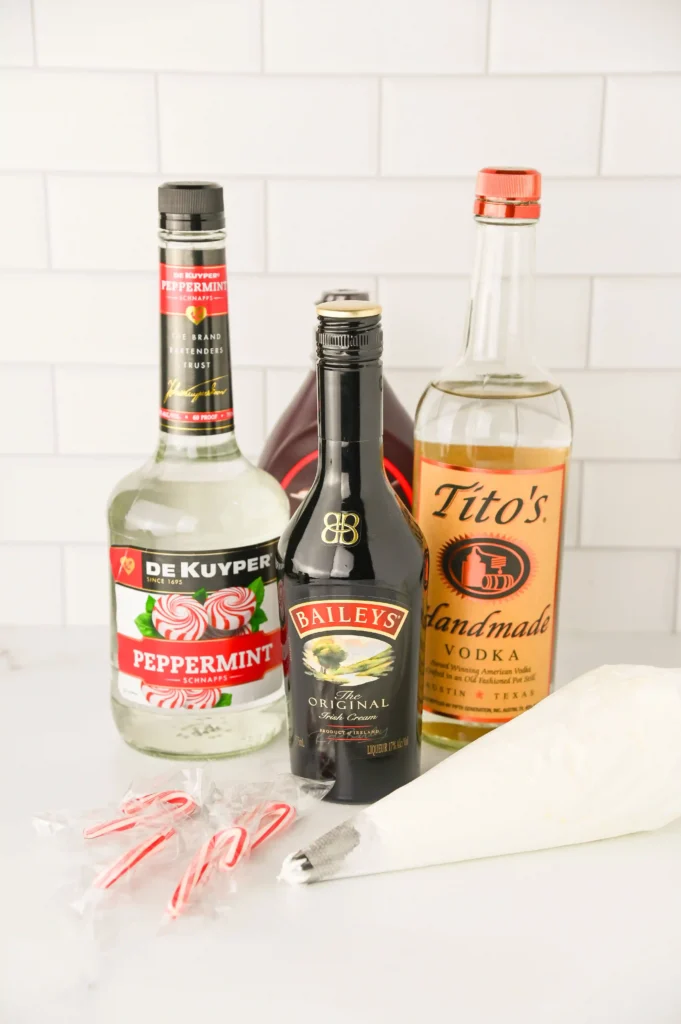 ingredients for the baileys peppermint martini