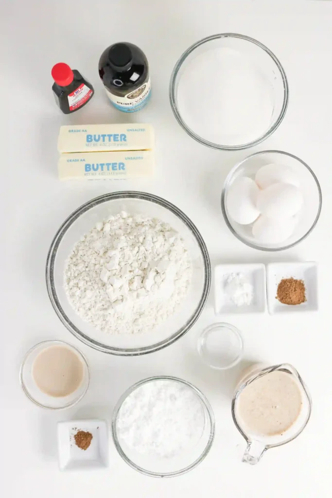 ingredients for the eggnog pound cake