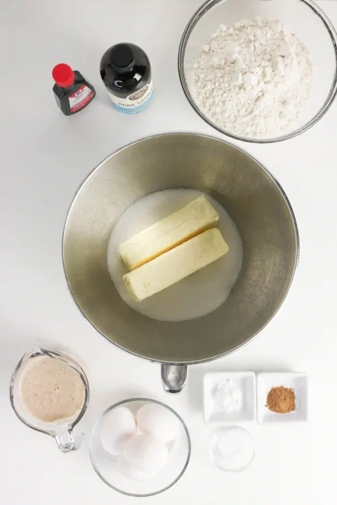 butter and sugar in a mixing bowl