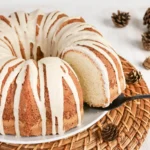 Eggnog Pound Cake with a slice cut out