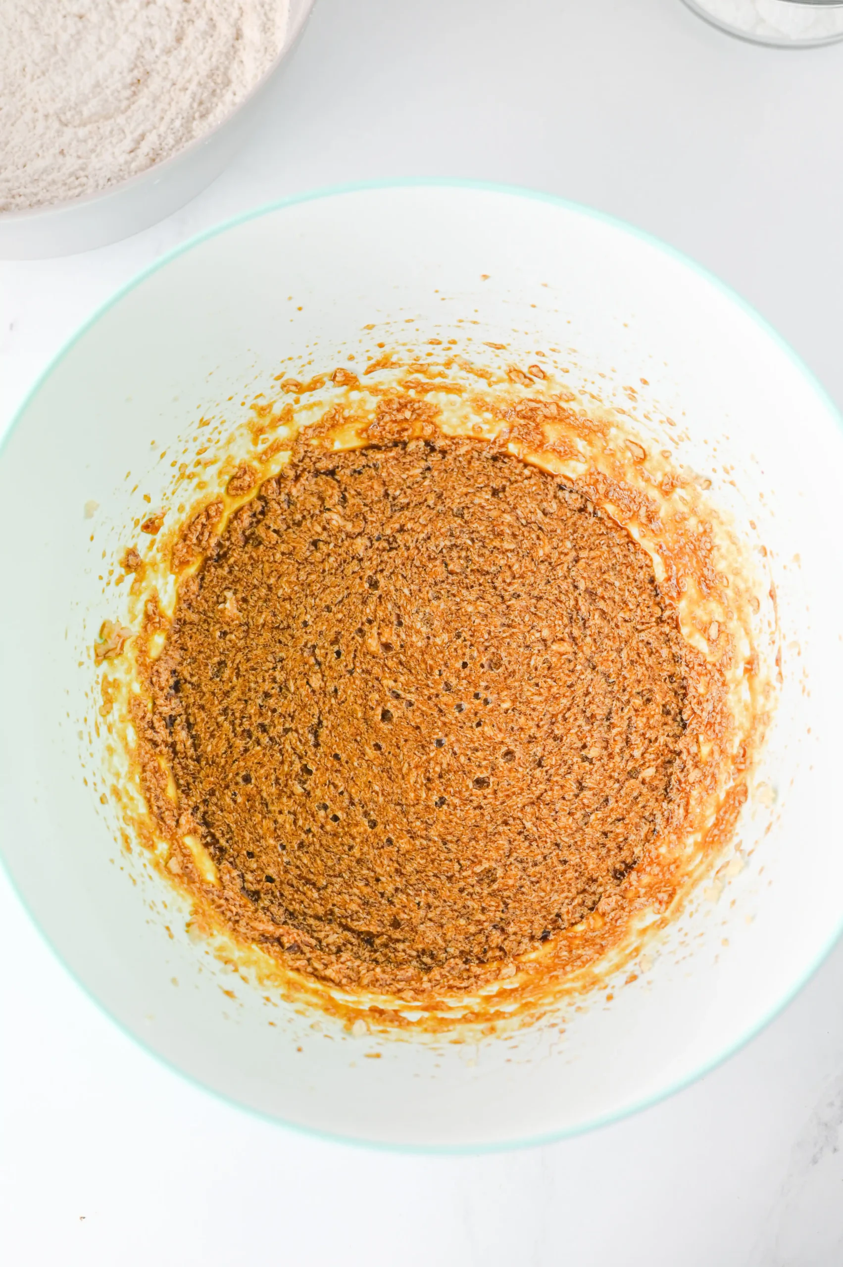 gingerbread loaf batter in about bowl