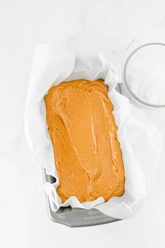 unbaked gingerbread loaf in a loaf pan