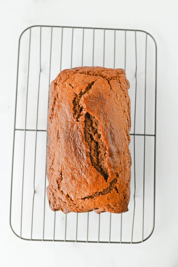 gingerbread loaf on a cooling rack
