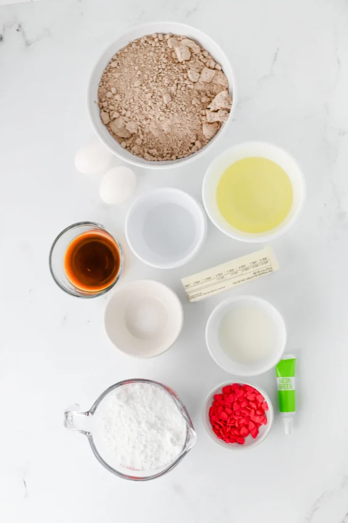 ingredients for the grinch brownie bites