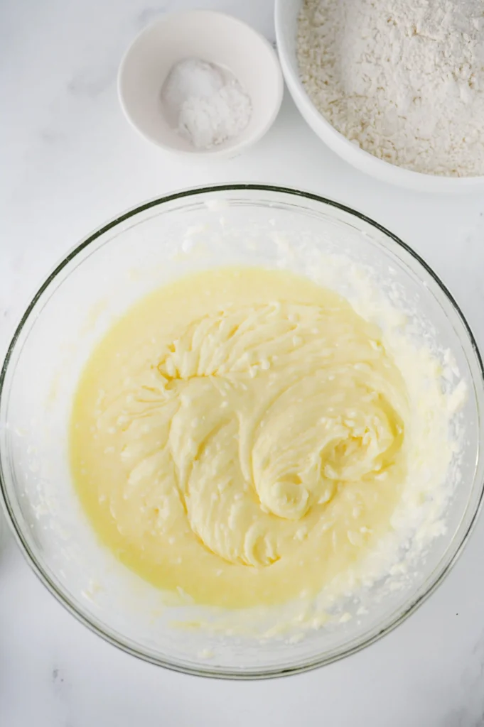 sugar cookie batter in a bowl