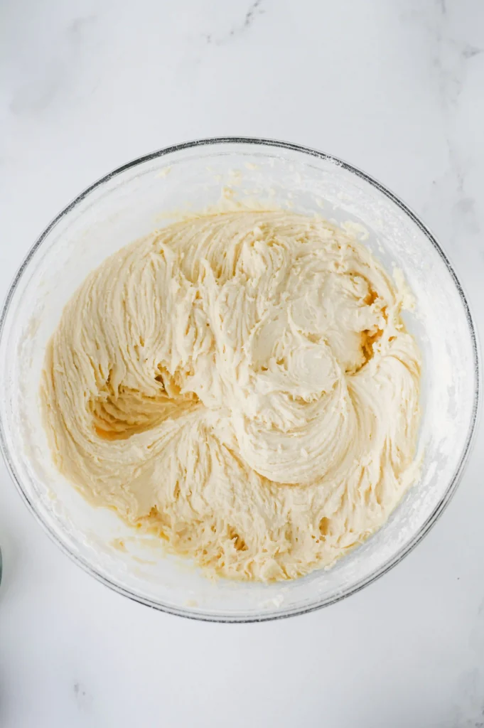 sugar cookie batter in a bowl