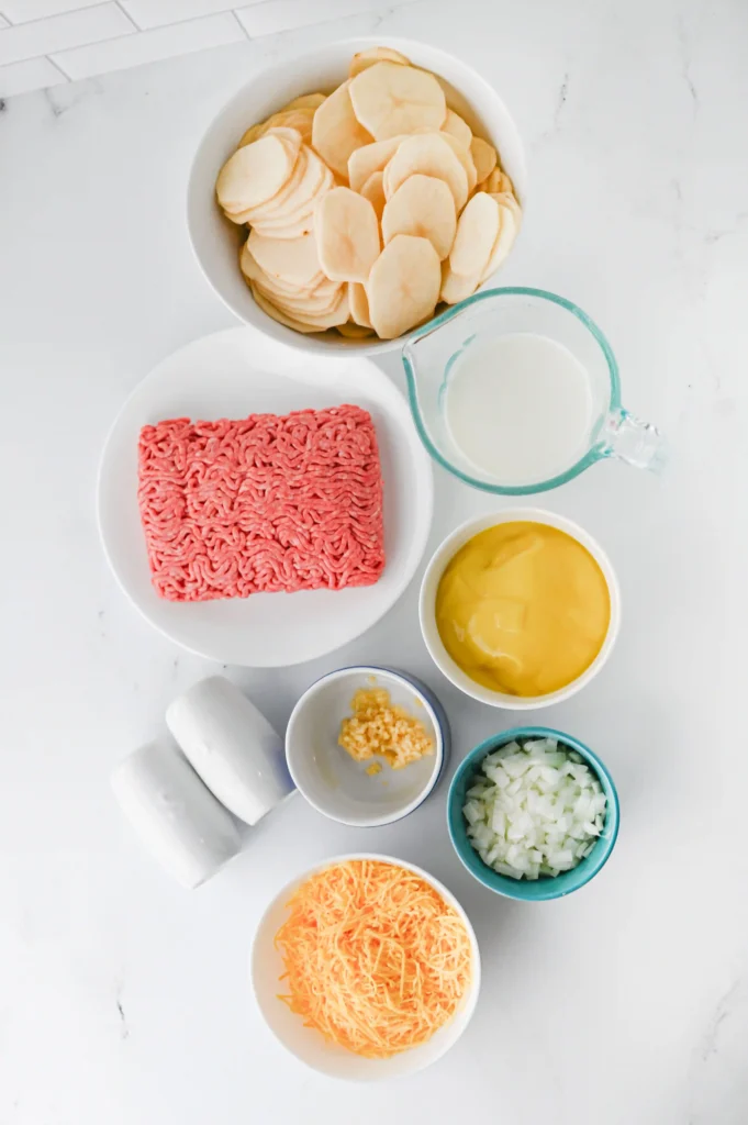 ingredients for the hamburger potato casserole