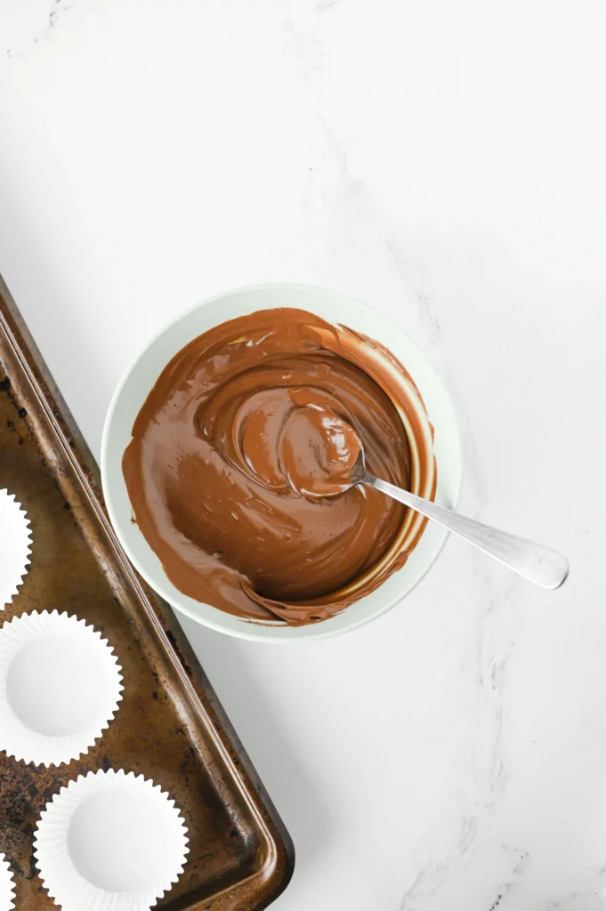 melted chocolate in a bowl with a spoon