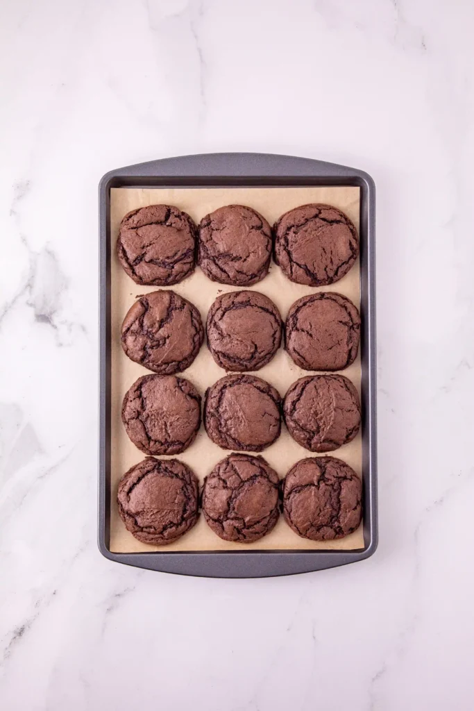 chocolate cookies on a baking sheet