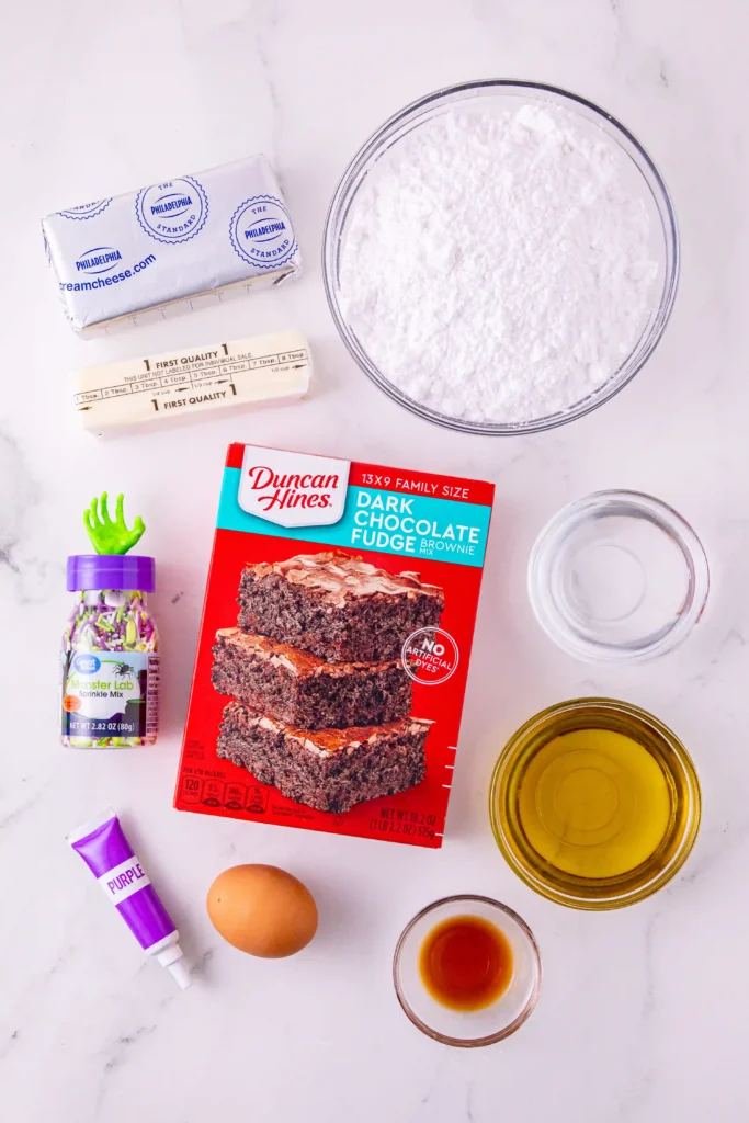 ingredients for the Witch cauldron brownies