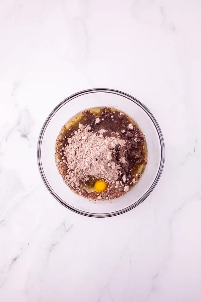 brownie mix in a glass bowl
