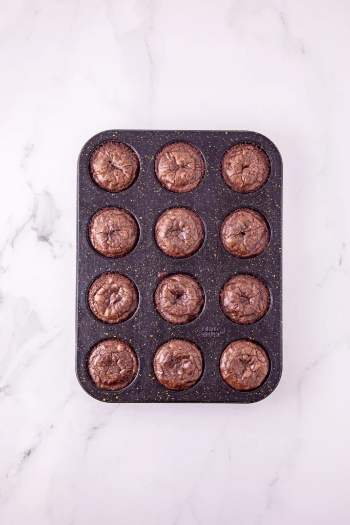 baked brownies in a muffin tin