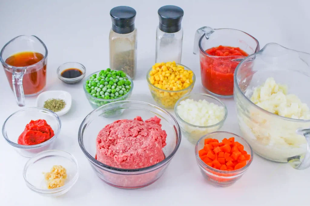 ingredients for the crockpot shepherd's pie