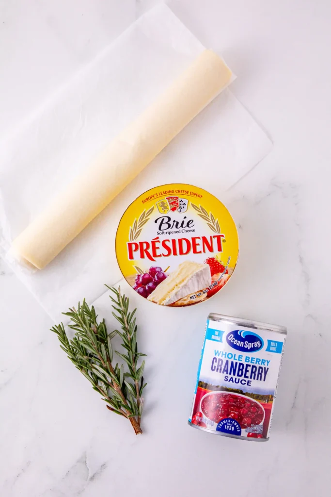 ingredients for the cranberry brie bites